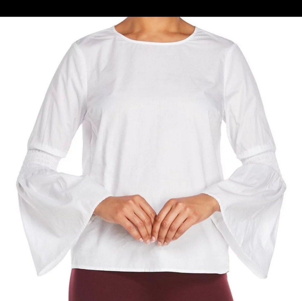Beach Lunch Lounge White Bell Sleeve Top Sz XS